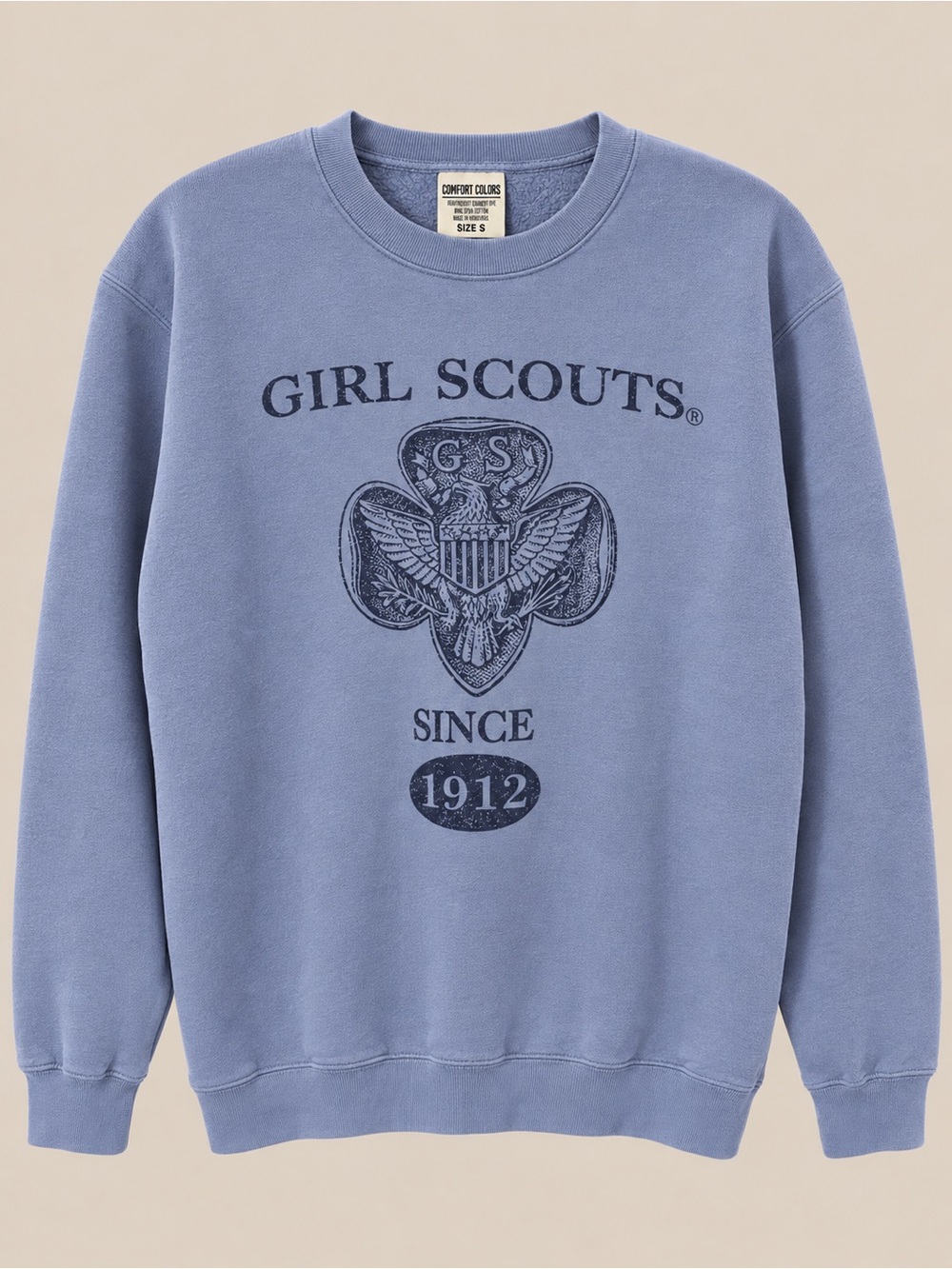 Comfort Colors Girl Scouts Dusty Blue Crewneck Sweatshirt